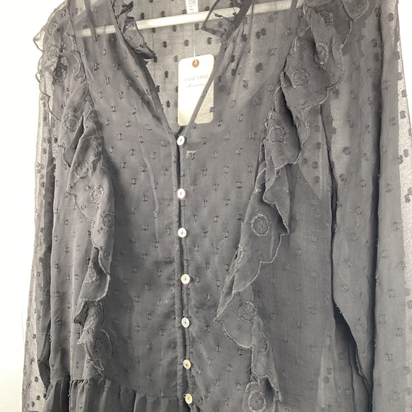 NWT Sheer Lacy Embroidered Button Down - Picture 3 of 9